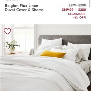 King West Elm White Belgium linen Duvet Cover